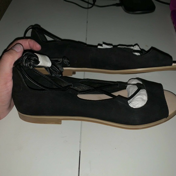 J.jill Sandal Black Ballet Style Lace Up Suede - Picture 7 of 9